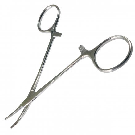 Затискач кровоспинний по Halsted-Mosquito, зігнутий для новонароджених. Довжина 12,5 см